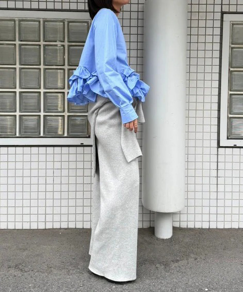 【Mewl/ミュール】ペプラムフリル2WAYブラウス