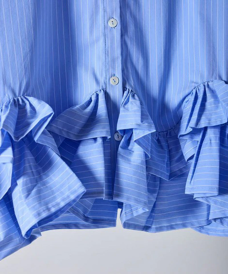 【Mewl/ミュール】ペプラムフリル2WAYブラウス