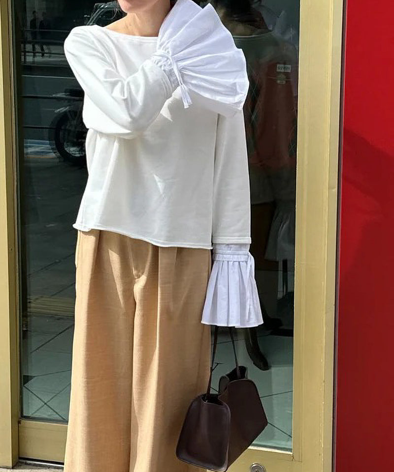 【Mewl/ミュール】オフショルシャツスリーブスウェット