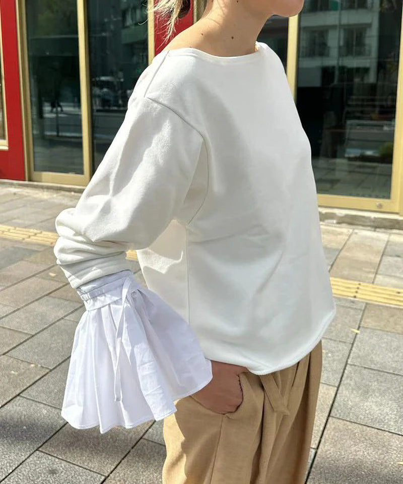 【Mewl/ミュール】オフショルシャツスリーブスウェット