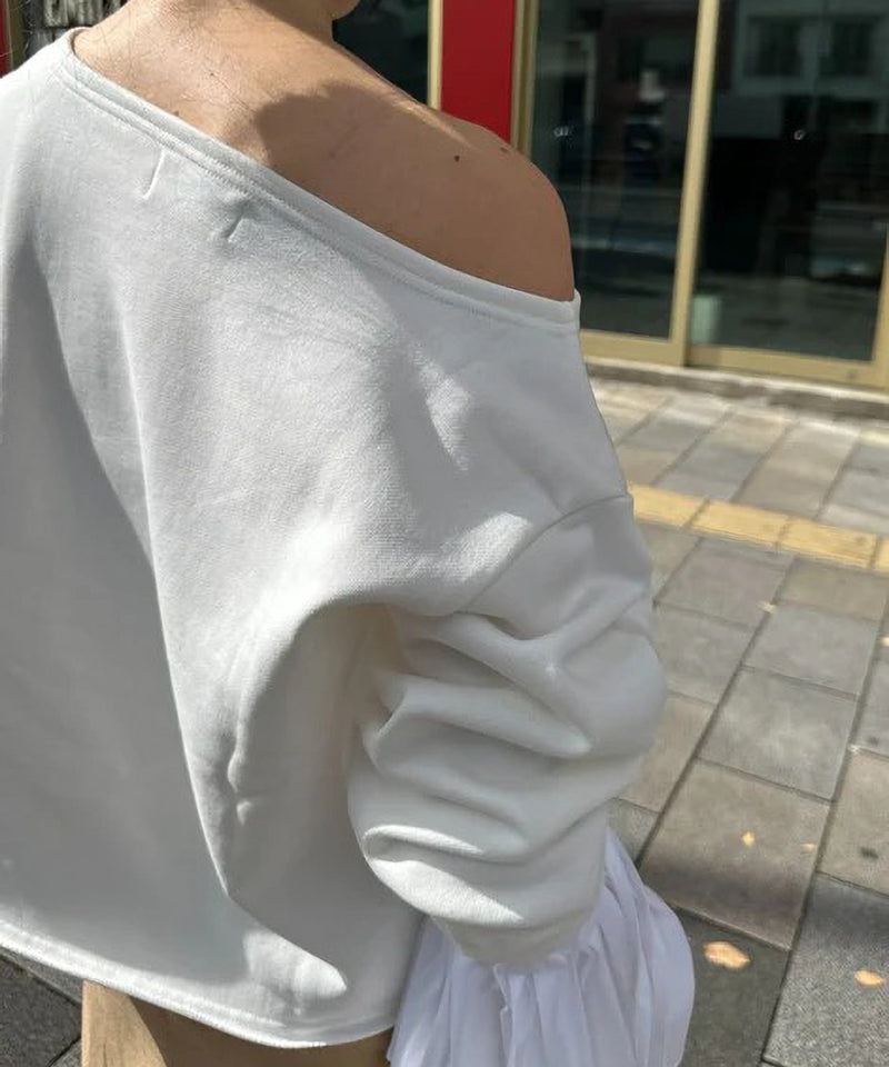 【Mewl/ミュール】オフショルシャツスリーブスウェット