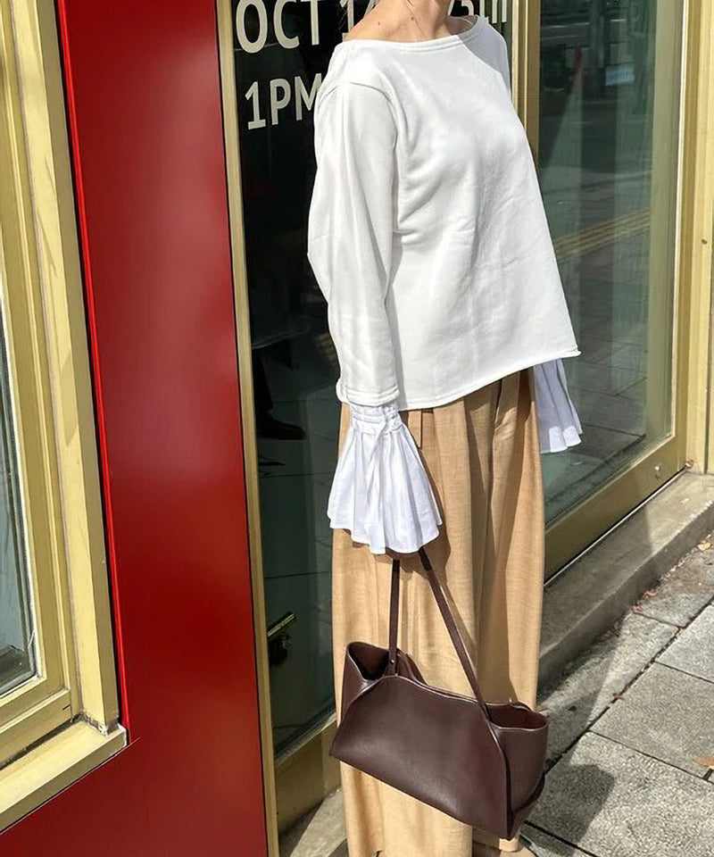 【Mewl/ミュール】オフショルシャツスリーブスウェット