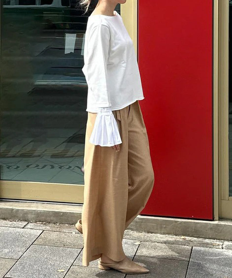 【Mewl/ミュール】オフショルシャツスリーブスウェット