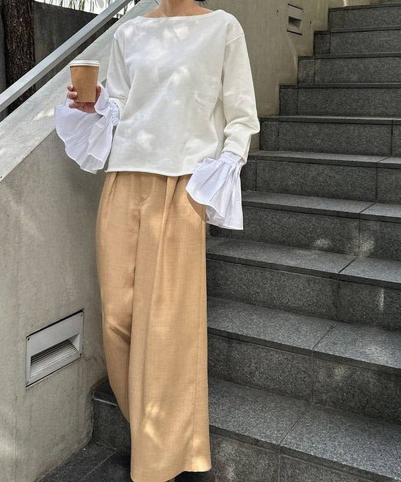 【Mewl/ミュール】オフショルシャツスリーブスウェット