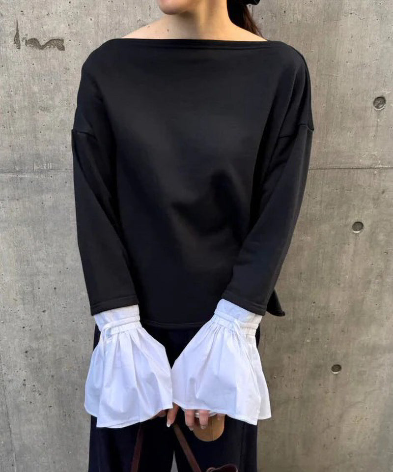 【Mewl/ミュール】オフショルシャツスリーブスウェット