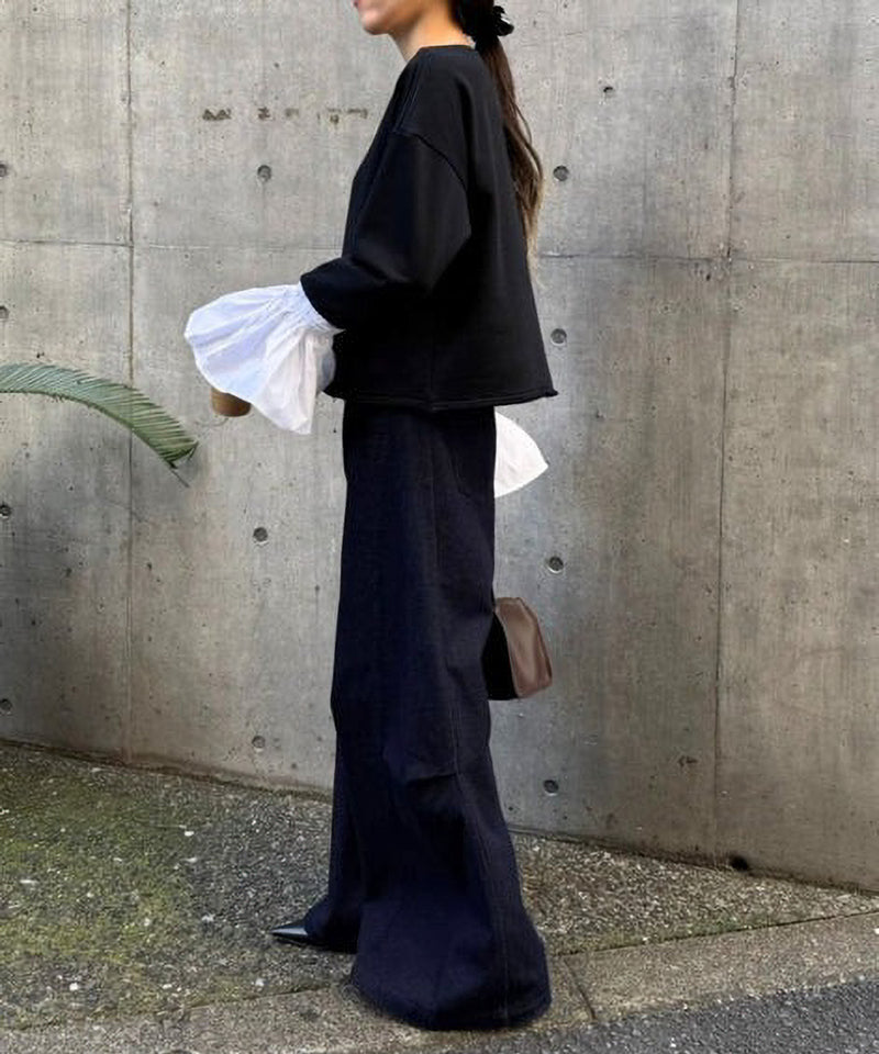 【Mewl/ミュール】オフショルシャツスリーブスウェット