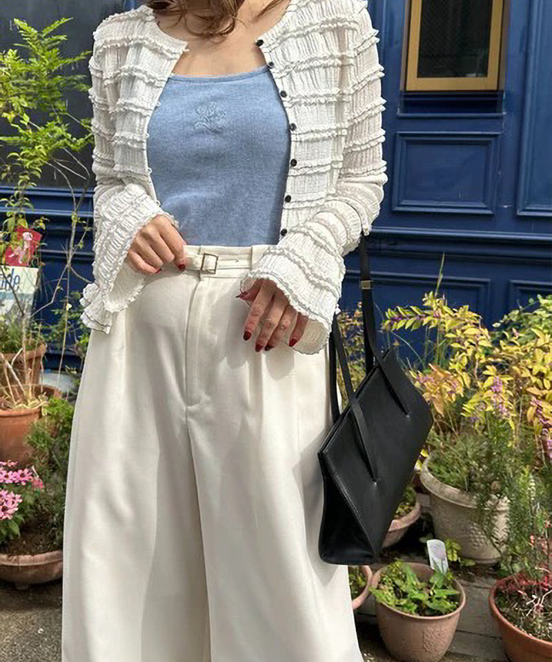 【Mewl/ミュール】ミニフリル2WAYカーデ