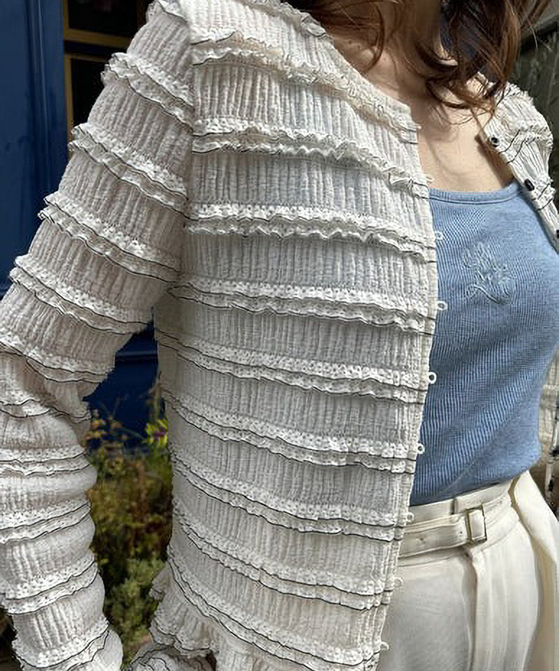 【Mewl/ミュール】ミニフリル2WAYカーデ