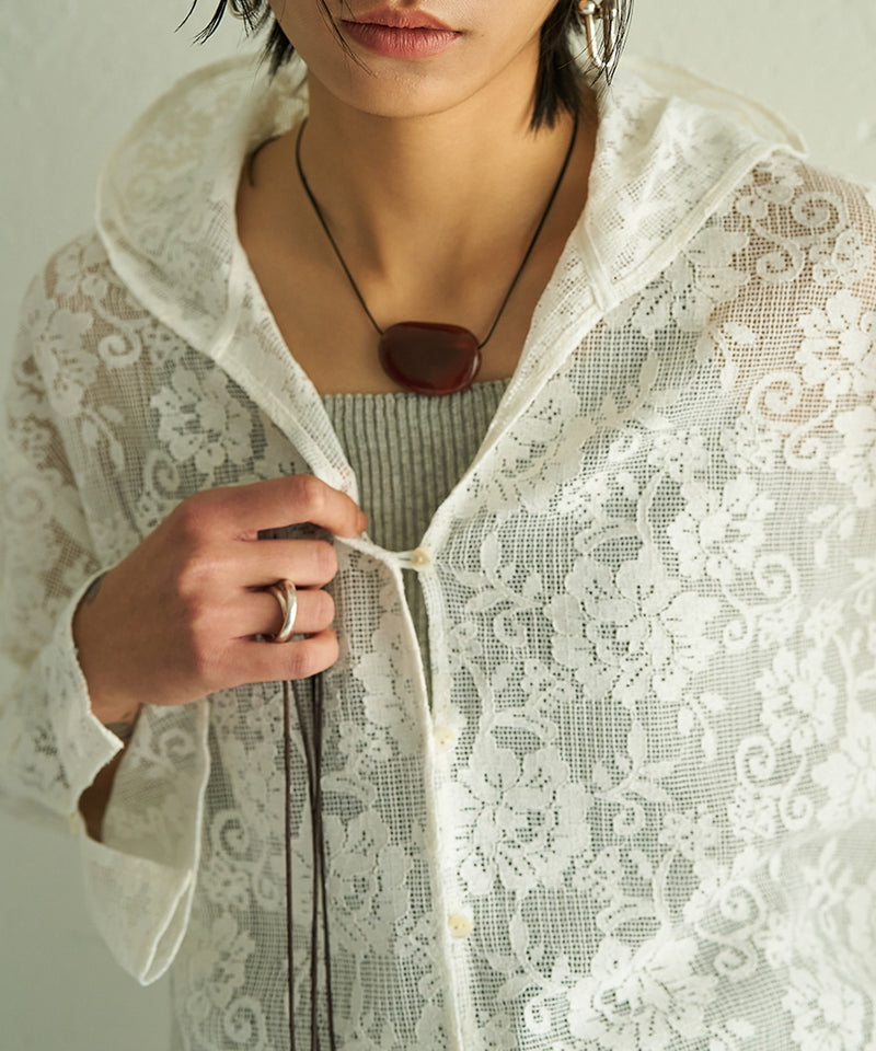 【YENN / イエン】PORTABLE LACE HOODIE ポータブルレースフーディー