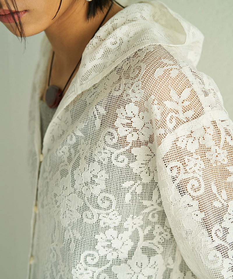 【YENN / イエン】PORTABLE LACE HOODIE ポータブルレースフーディー