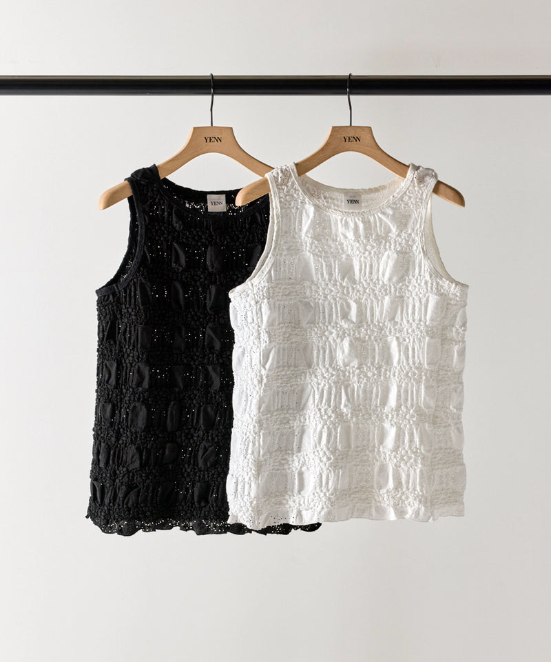 【YENN / イエン】SHRUNK LACE TANKTOP / シュランクレースタンクトップ