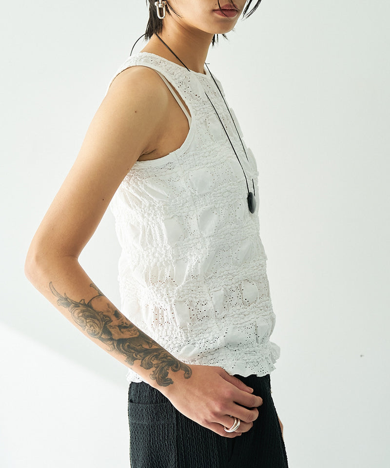 【YENN / イエン】SHRUNK LACE TANKTOP / シュランクレースタンクトップ
