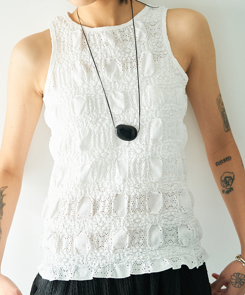 【YENN / イエン】SHRUNK LACE TANKTOP / シュランクレースタンクトップ