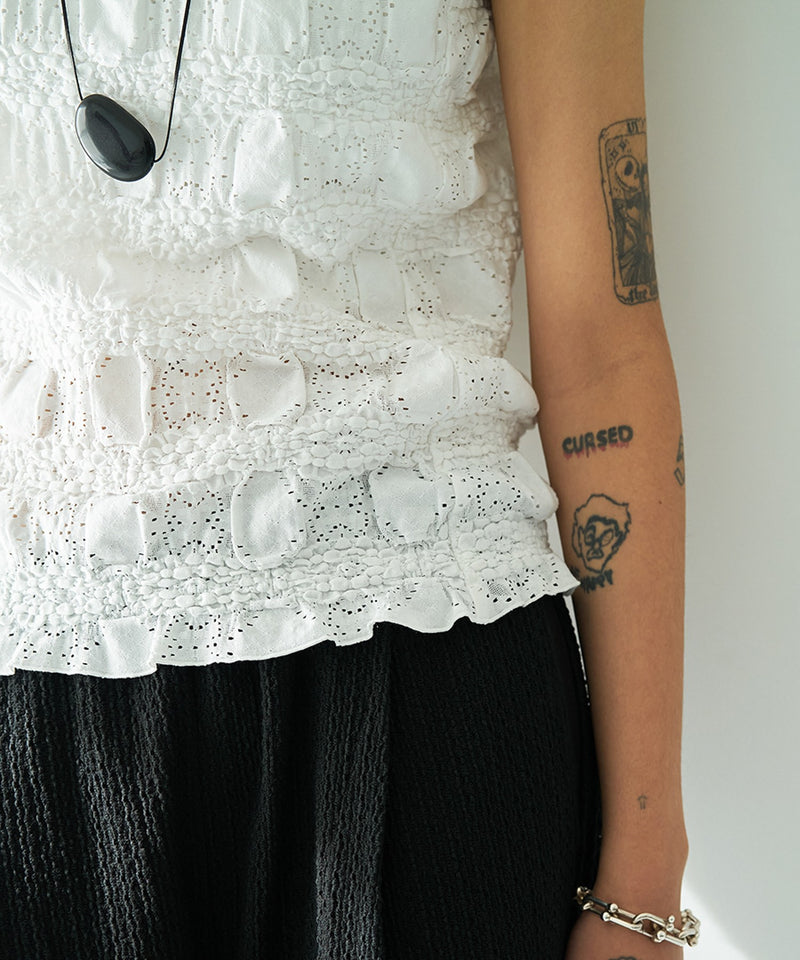 【YENN / イエン】SHRUNK LACE TANKTOP / シュランクレースタンクトップ