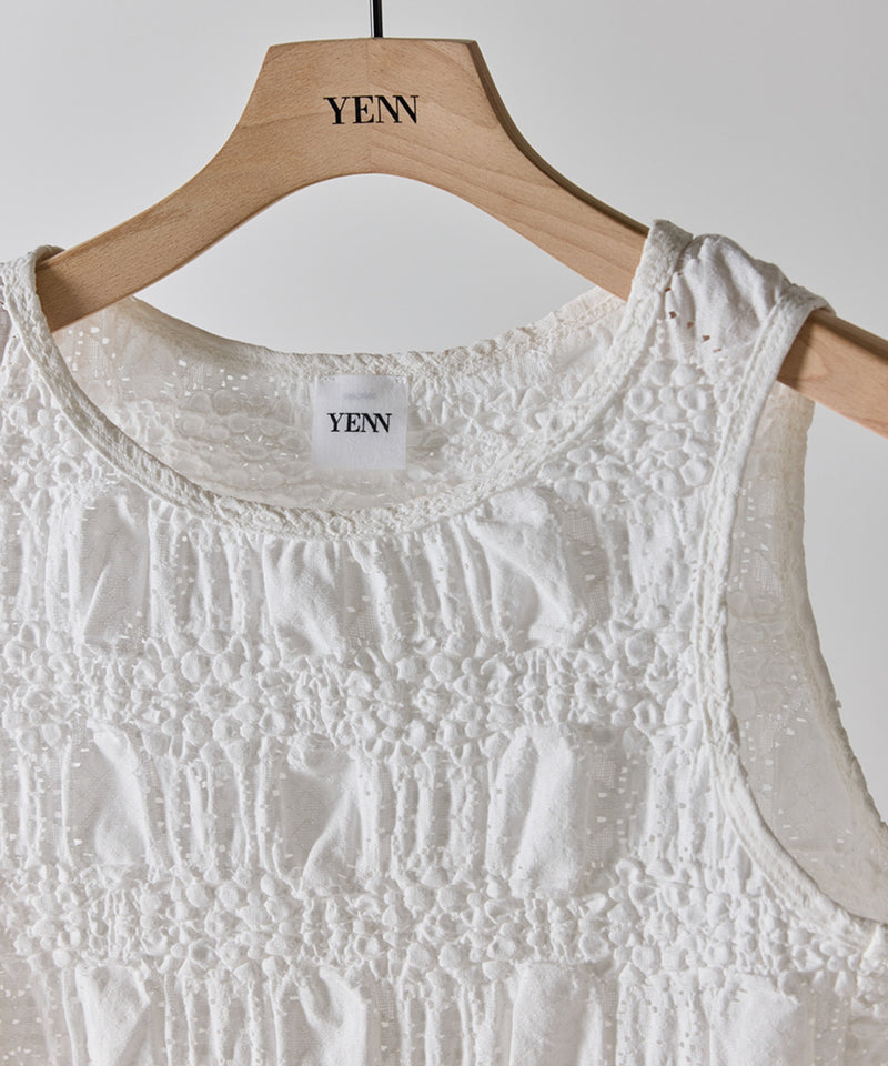 【YENN / イエン】SHRUNK LACE TANKTOP / シュランクレースタンクトップ
