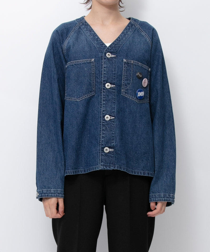 【JOHNBULL/ジョンブル】デニムノーカラーワークシャツ