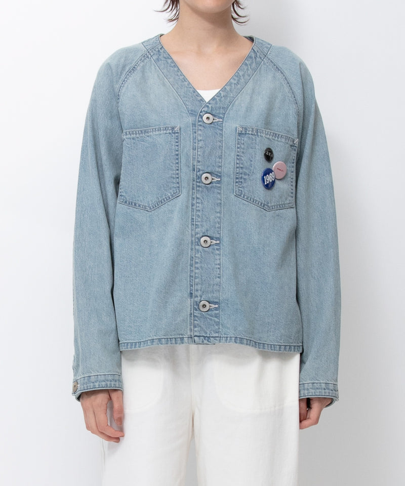 【JOHNBULL/ジョンブル】デニムノーカラーワークシャツ