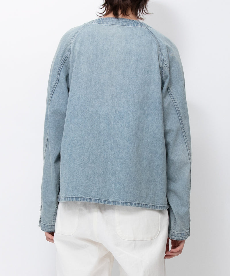 【JOHNBULL/ジョンブル】デニムノーカラーワークシャツ