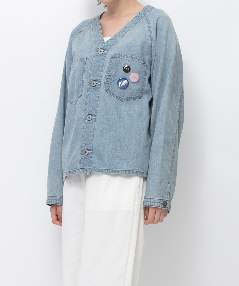 【JOHNBULL/ジョンブル】デニムノーカラーワークシャツ