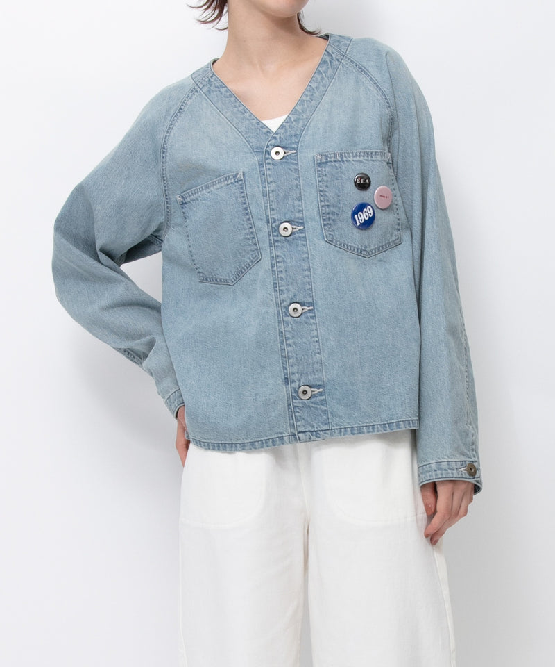 【JOHNBULL/ジョンブル】デニムノーカラーワークシャツ