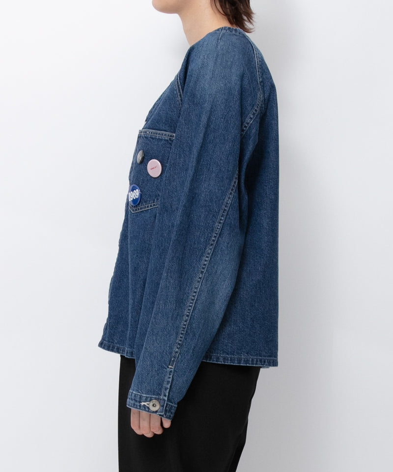 【JOHNBULL/ジョンブル】デニムノーカラーワークシャツ