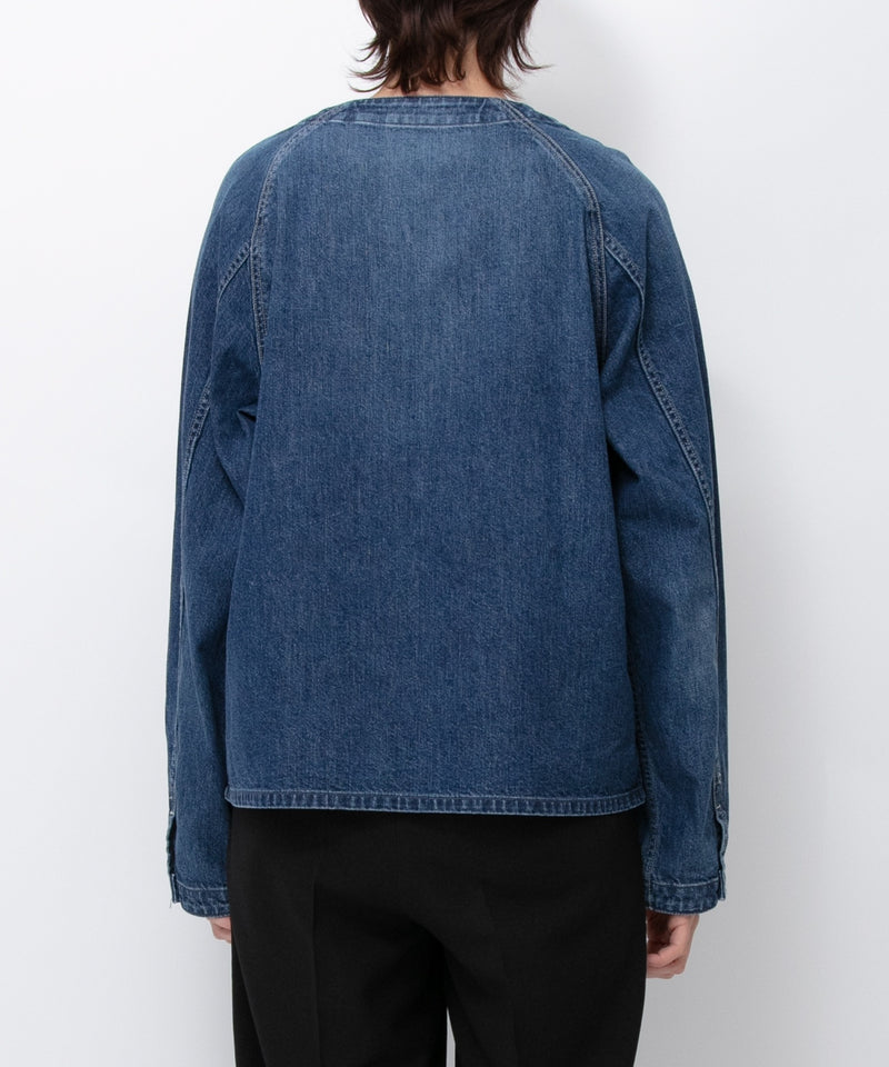 【JOHNBULL/ジョンブル】デニムノーカラーワークシャツ