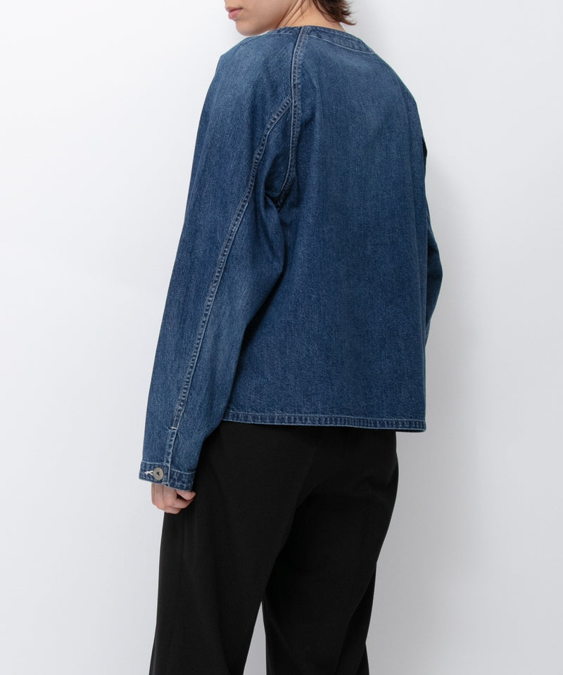 【JOHNBULL/ジョンブル】デニムノーカラーワークシャツ