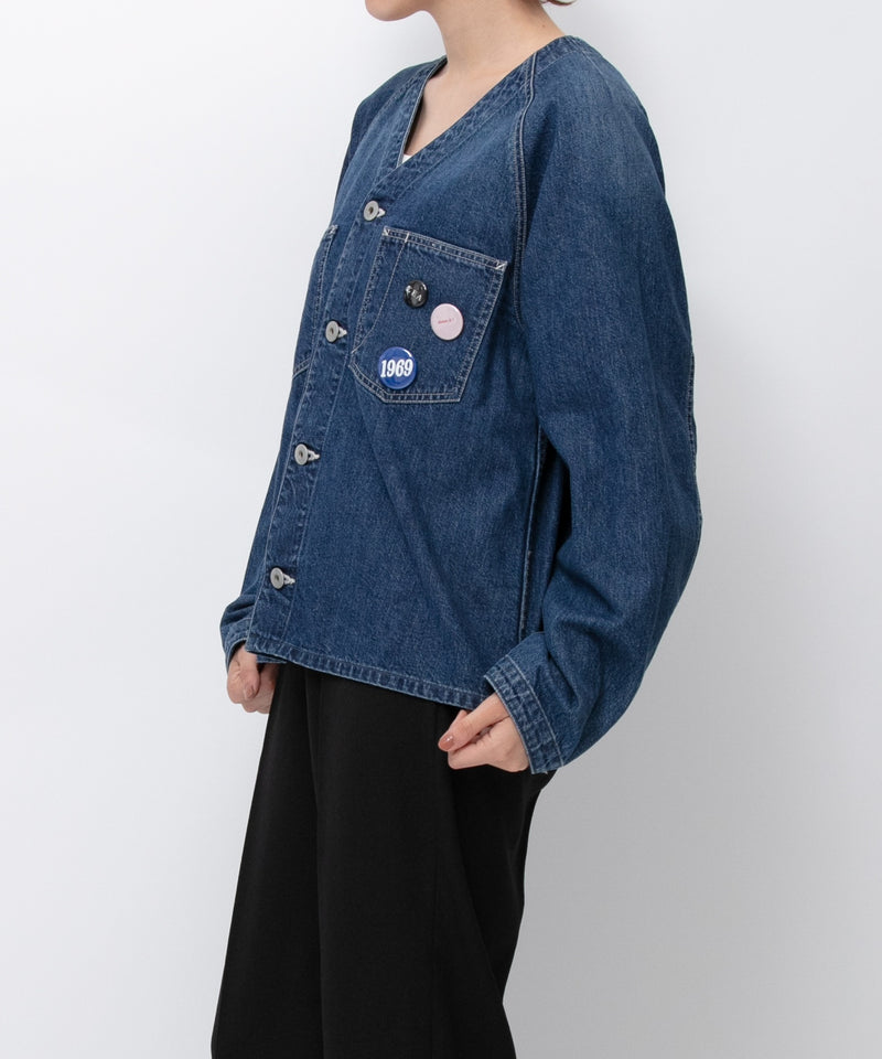 【JOHNBULL/ジョンブル】デニムノーカラーワークシャツ