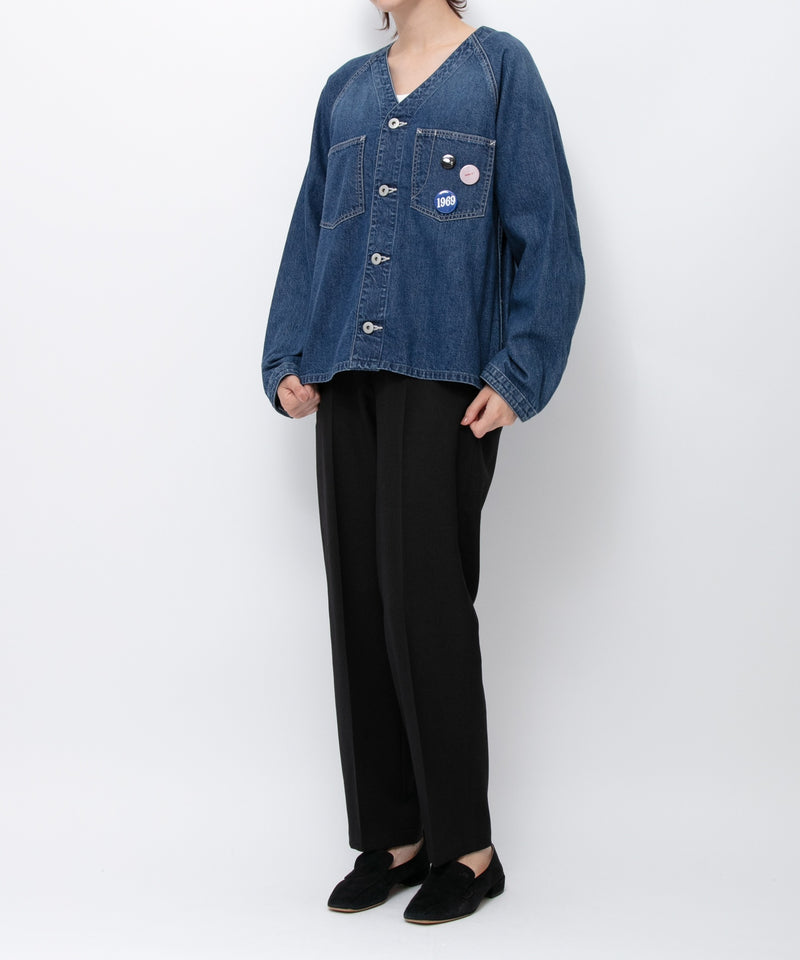 【JOHNBULL/ジョンブル】デニムノーカラーワークシャツ