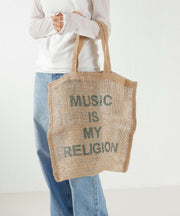 Music Is My Religion Beige+Green Print(グリーン)
