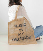 Music Is My Religion Beige+Black Print(ブラック系2)