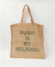 Music Is My Religion Beige+Green Print(グリーン)