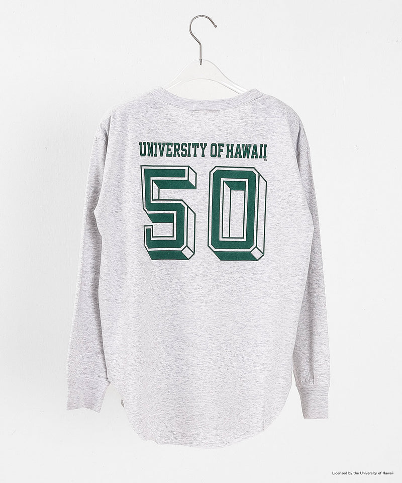【GOOD ROCK SPEED / グッドロックスピード】UNIVERSITY OF HAWAII カレッジ ロゴプリント ヘンリーネック ロングスリーブ Tシャツ