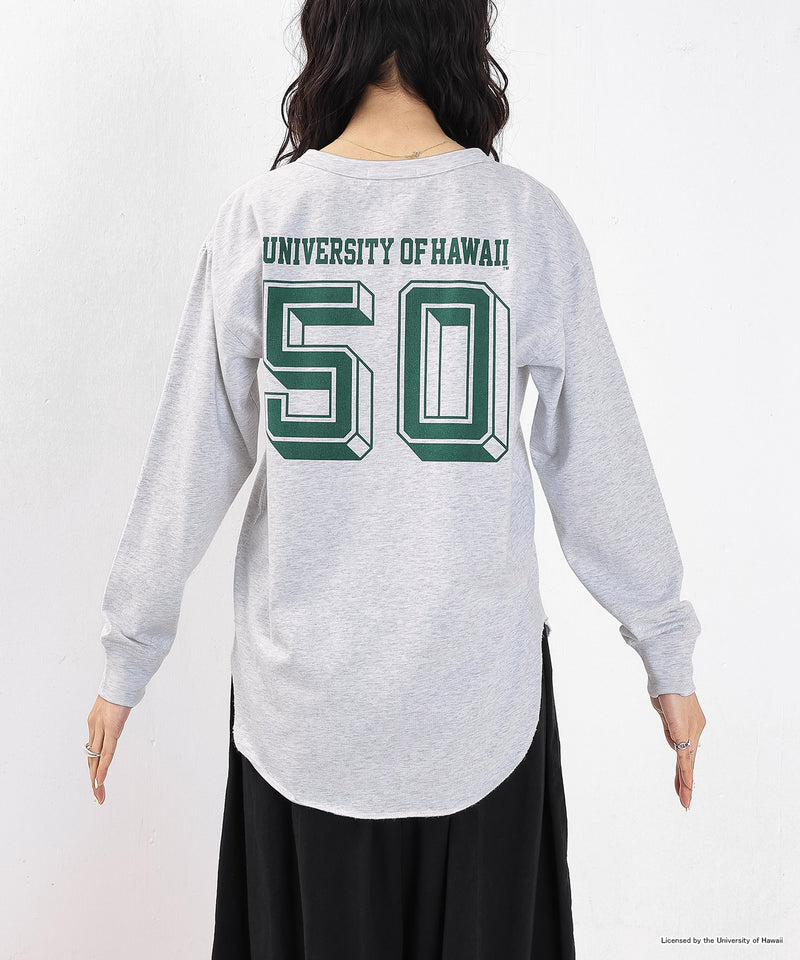 【GOOD ROCK SPEED / グッドロックスピード】UNIVERSITY OF HAWAII カレッジ ロゴプリント ヘンリーネック ロングスリーブ Tシャツ