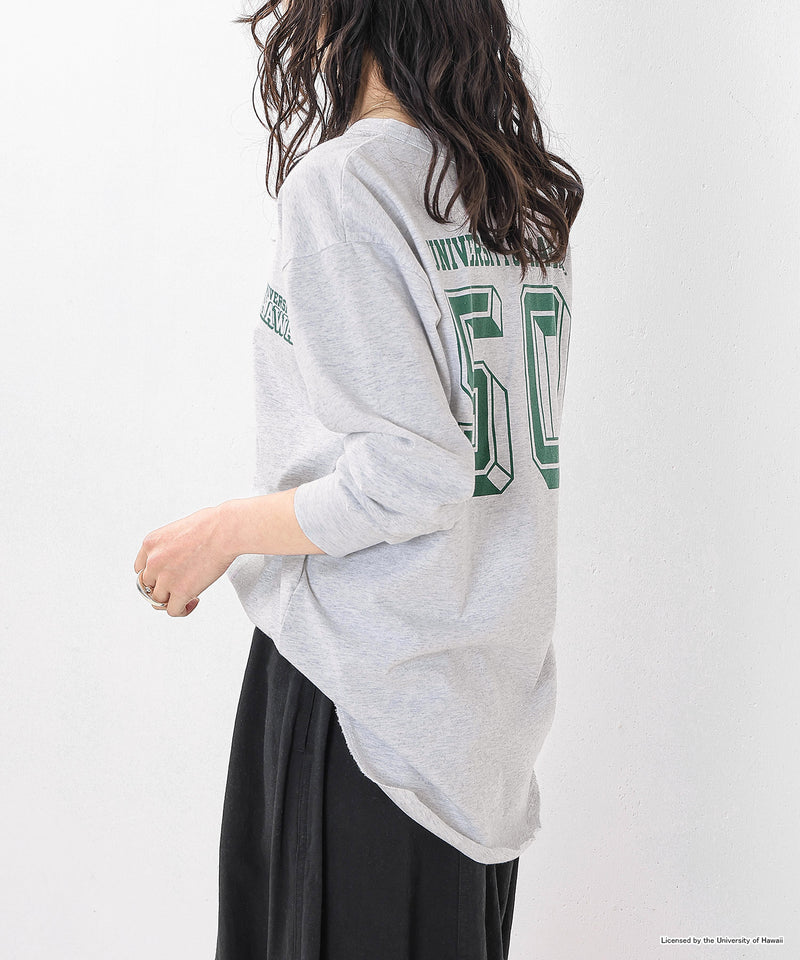 【GOOD ROCK SPEED / グッドロックスピード】UNIVERSITY OF HAWAII カレッジ ロゴプリント ヘンリーネック ロングスリーブ Tシャツ