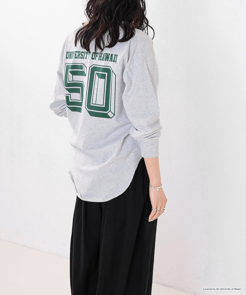 【GOOD ROCK SPEED / グッドロックスピード】UNIVERSITY OF HAWAII カレッジ ロゴプリント ヘンリーネック ロングスリーブ Tシャツ
