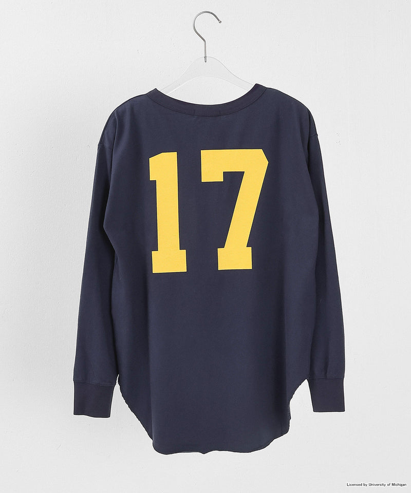【GOOD ROCK SPEED / グッドロックスピード】UNIVERSITY OF MICHIGAN カレッジ ロゴプリント ヘンリーネック ロングスリーブ Tシャツ