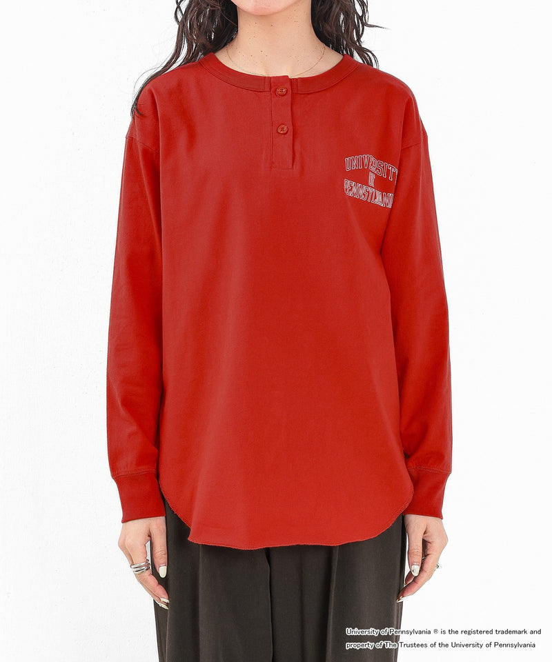 【GOOD ROCK SPEED / グッドロックスピード】UNIVERSITY OF PENNSYLVANIA カレッジ ロゴプリント ヘンリーネック ロングスリーブ Tシャツ