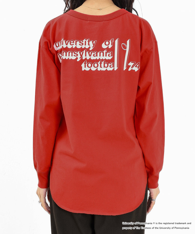 【GOOD ROCK SPEED / グッドロックスピード】UNIVERSITY OF PENNSYLVANIA カレッジ ロゴプリント ヘンリーネック ロングスリーブ Tシャツ