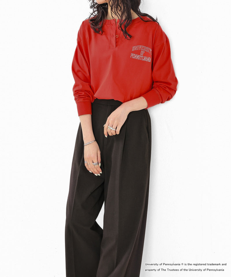 【GOOD ROCK SPEED / グッドロックスピード】UNIVERSITY OF PENNSYLVANIA カレッジ ロゴプリント ヘンリーネック ロングスリーブ Tシャツ