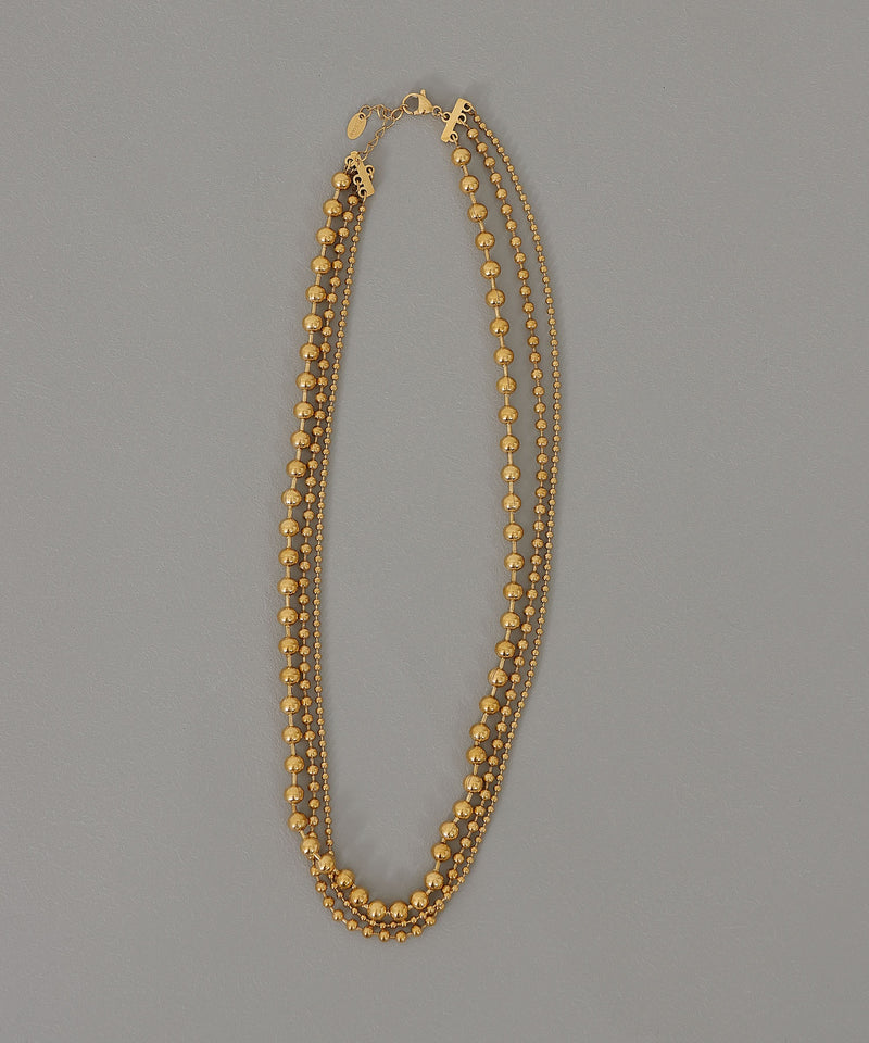 金属アレルギー対応 三連ボールチェーンネックレス サージカルステンレス