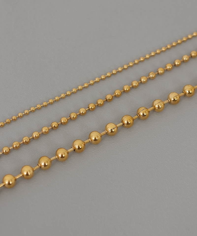 金属アレルギー対応 三連ボールチェーンネックレス サージカルステンレス