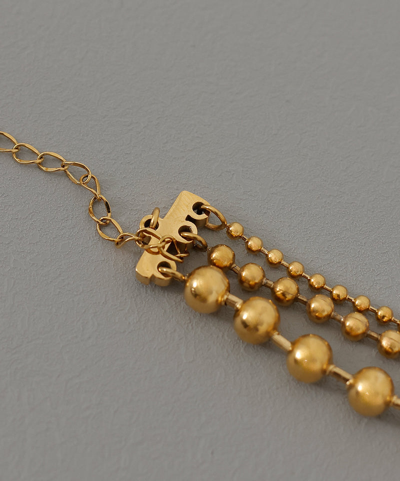 金属アレルギー対応 三連ボールチェーンネックレス サージカルステンレス