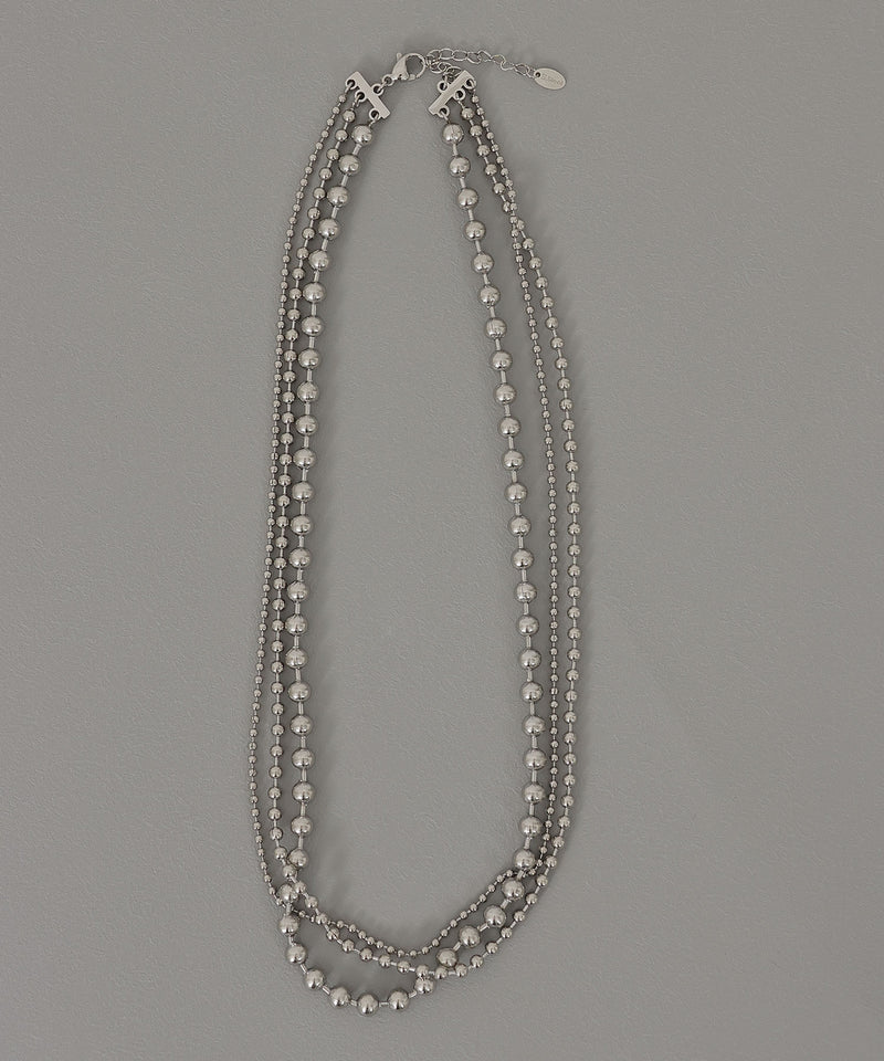 金属アレルギー対応 三連ボールチェーンネックレス サージカルステンレス