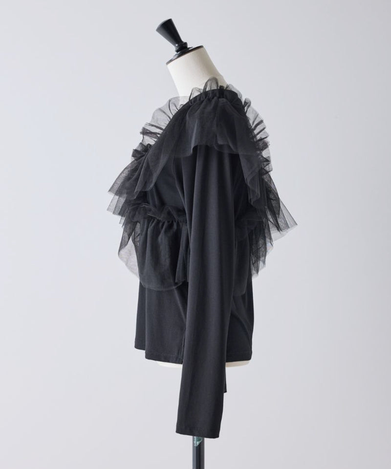 【Mewl/ミュール】マルチWAYチュールフリルTOPS