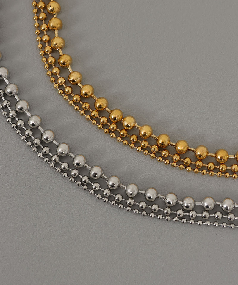 金属アレルギー対応 三連ボールチェーンネックレス サージカルステンレス