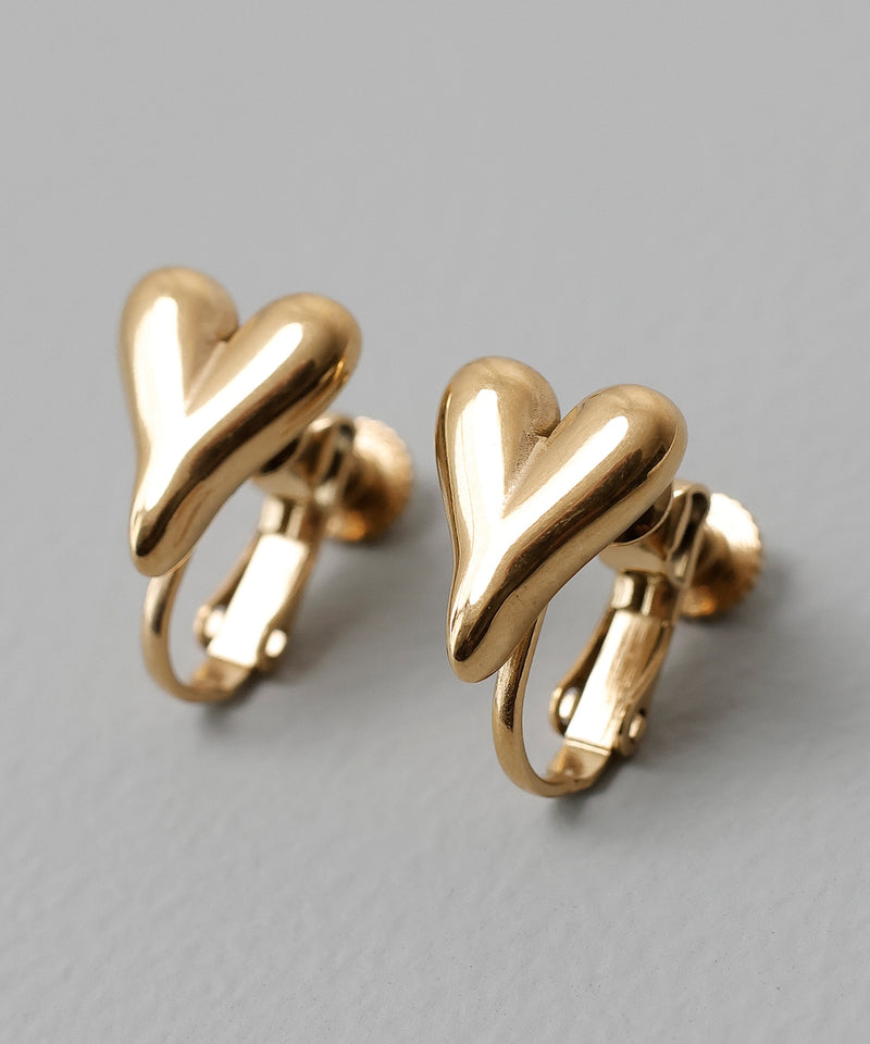 金属アレルギー対応 ハートモチーフイヤリング サージカルステンレス