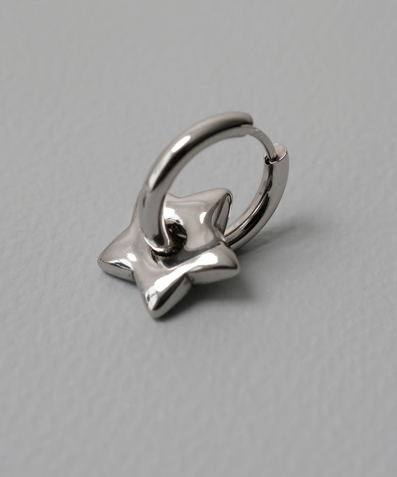 金属アレルギー対応 2way スターモチーフワンタッチフープピアス サージカルステンレス