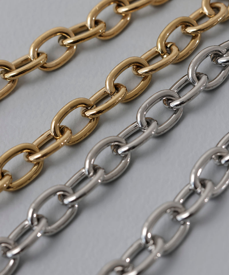 金属アレルギー対応 ボリュームアズキチェーンネックレス サージカルステンレス