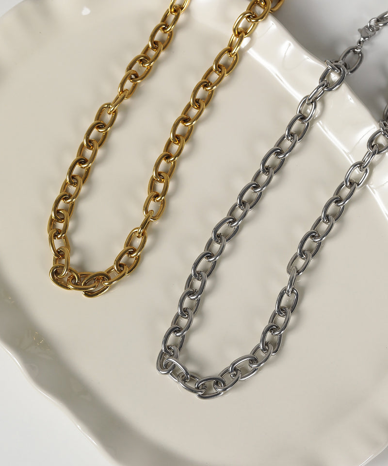 金属アレルギー対応 ボリュームアズキチェーンネックレス サージカルステンレス